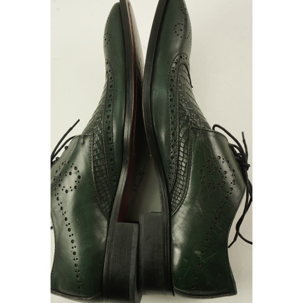 Duca MaTiSte Vero Cuoio Forest Green Italian Leather Crocodile Wingtip Derby 9.5 - Picture 7 of 12